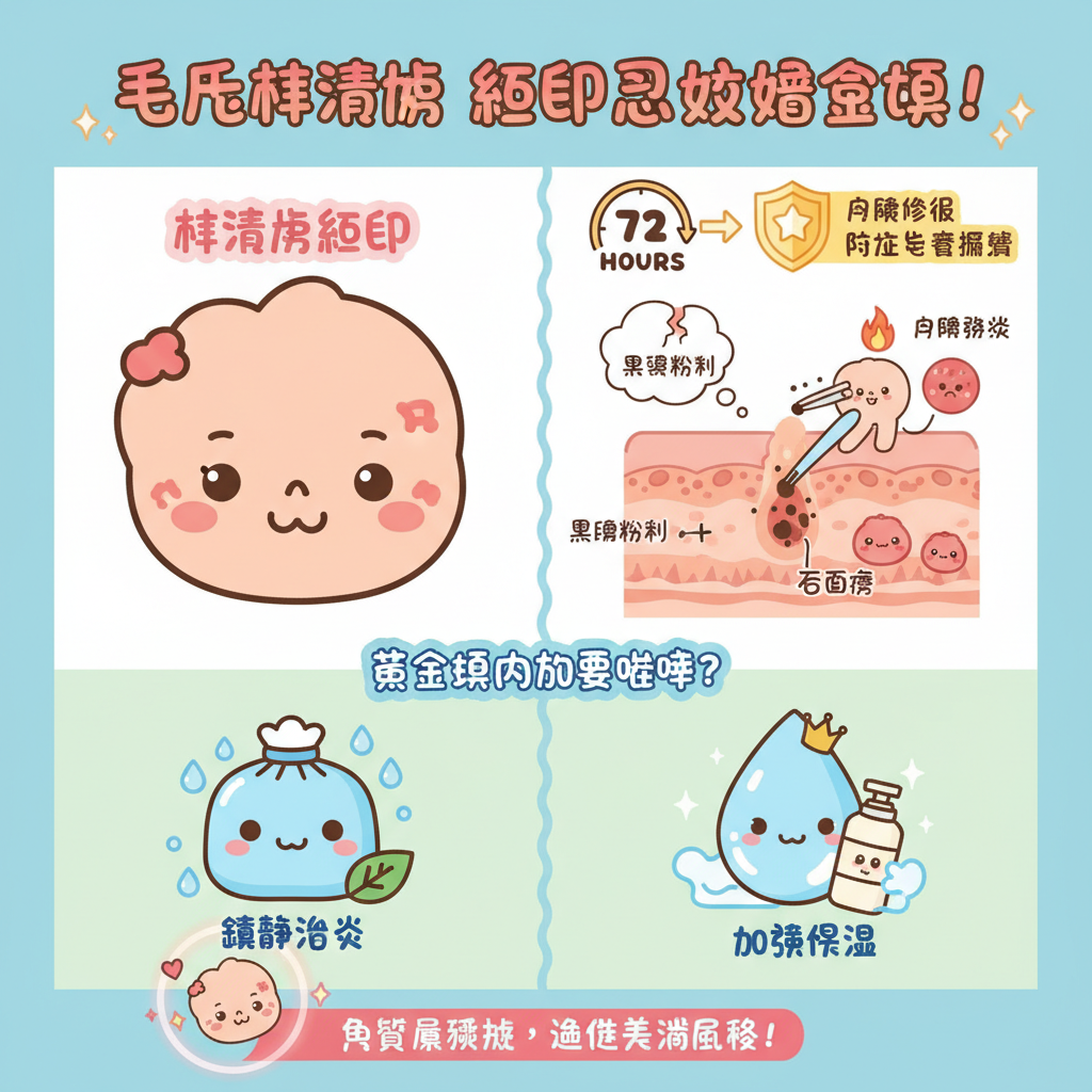 毛孔疤痕醫學美容暗瘡針清凹凸洞粉刺黑頭粉刺皮膚問題角質層加強保濕針清後護理疏通毛孔去暗瘡印皮膚修復收細毛孔去暗瘡方法暗瘡治療消炎殺菌深層清潔