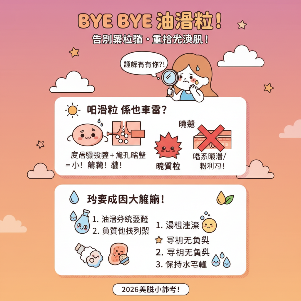 粟粒腫汗管瘤護膚品暗瘡油脂分泌美容院粉刺脂肪粒果酸油脂粒水油平衡適當使用臉部清潔治療方法油脂分泌過剩角質層過厚日常護理改善方法毛孔堵塞預防措施