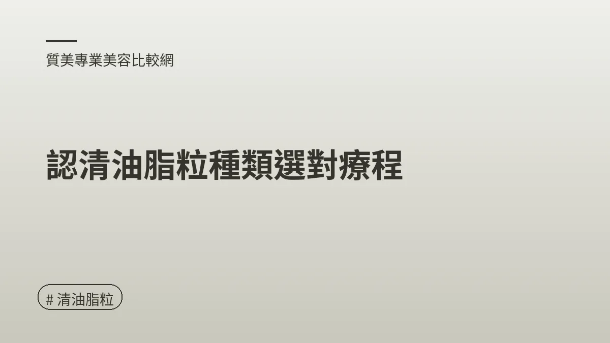 圖解：認清油脂粒種類選對療程（清油脂粒重點）