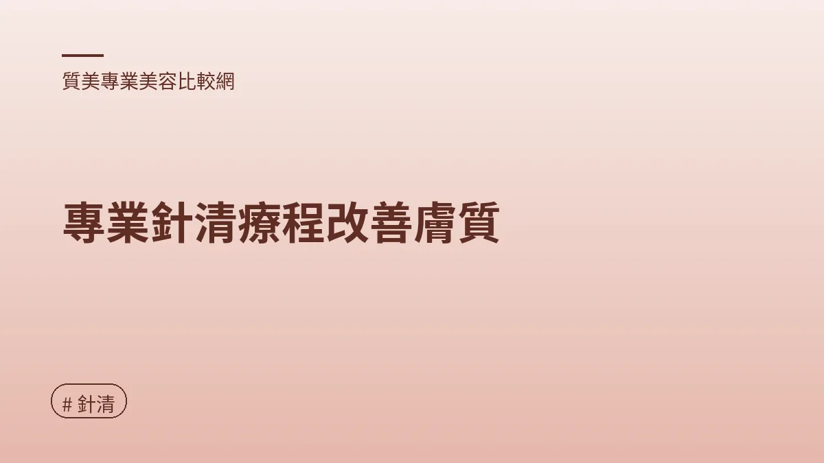 圖解：專業針清療程改善膚質（針清重點）