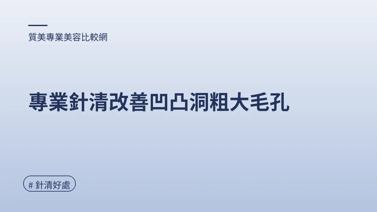 圖解：專業針清改善凹凸洞粗大毛孔（針清好處重點）